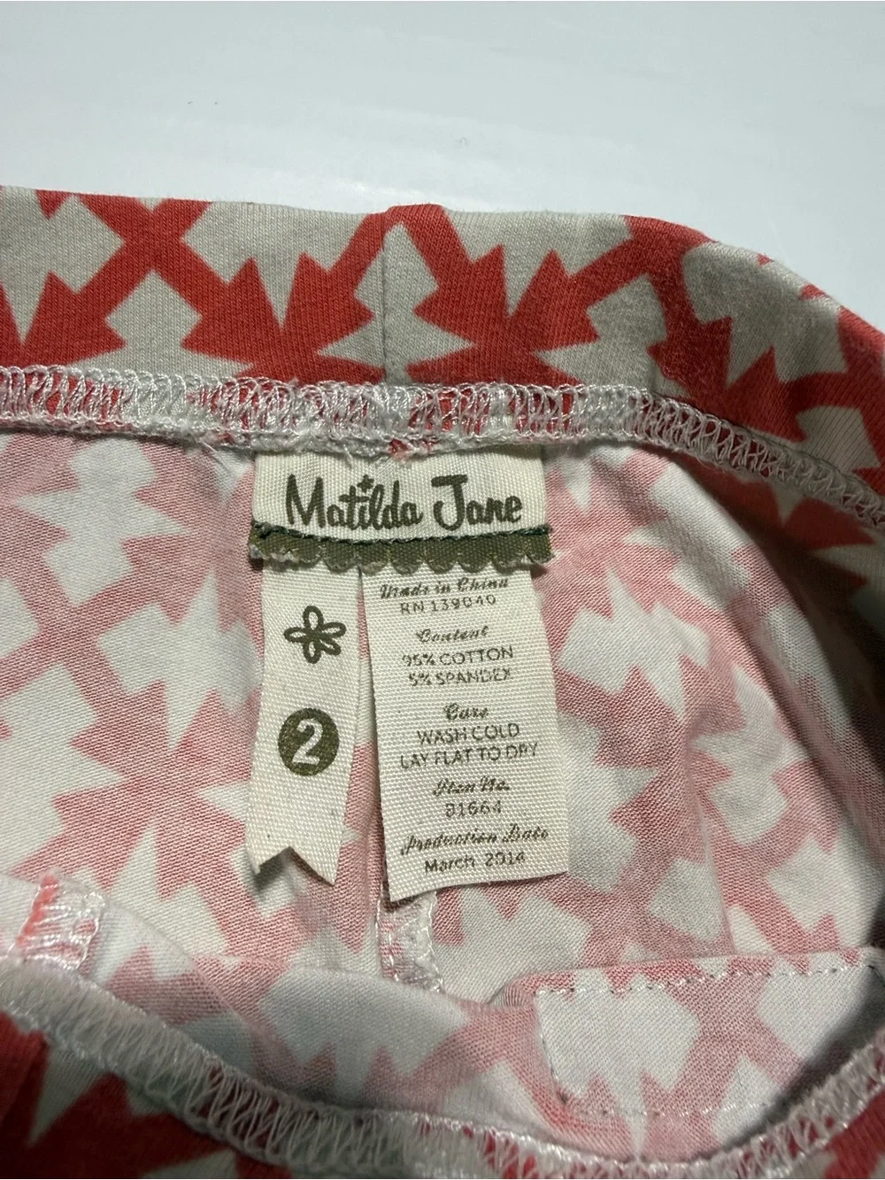 Matilda Jane Coral and‎ Cream Ruffle Leggings